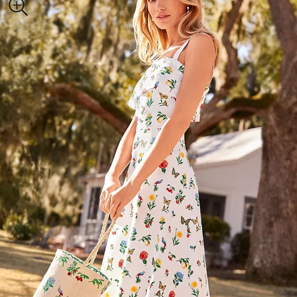 Ann Taylor Botanical Midi Flare Dress size 14 - Picture 3 of 10